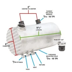 Aluminum Oil Tank With Finned Ends - Raw Finish - For Harley-Davidson Choppers -Motor Parts Hub 004446 choppahead aluminum oil tank diagram 1