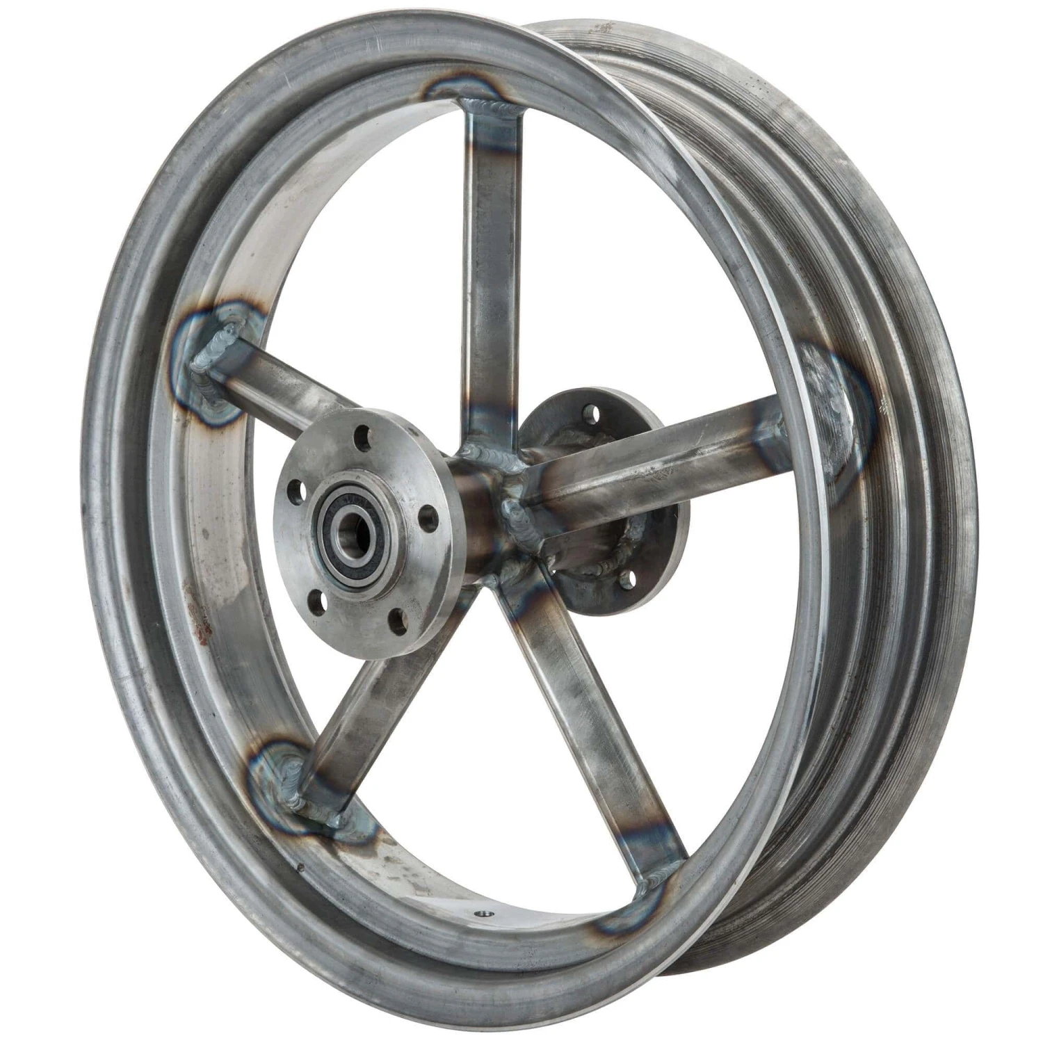 Square Spoke Invader 16 X 3.5 Dual Flange Rear Wheel - Raw Steel 2 Square Spoke Invader 16 X 3.5 Dual Flange Rear Wheel - Raw Steel - Image 2