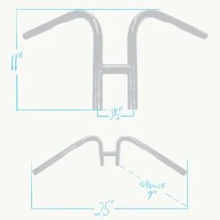 Rabbit Ears Handlebars - 1 Inch - Black -Motor Parts Hub 008776 lowbrow customs rabbit ears handlebars 1inspecs 1