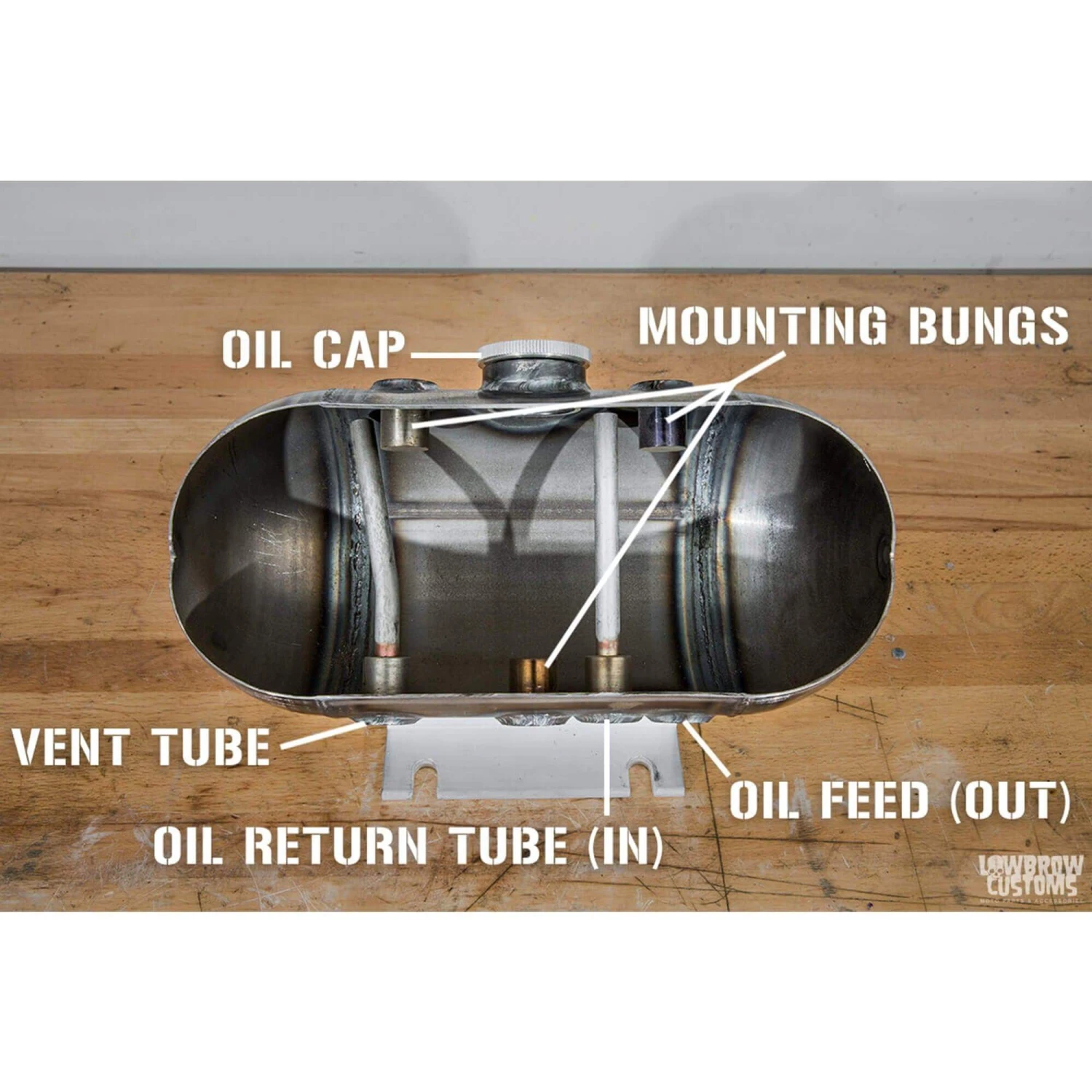 Dimpled Steel Motorcycle Oil Tank For H-D Sportster Big Twin And Universal Choppers 9 Dimpled Steel Motorcycle Oil Tank For H-D Sportster Big Twin And Universal Choppers - Image 9