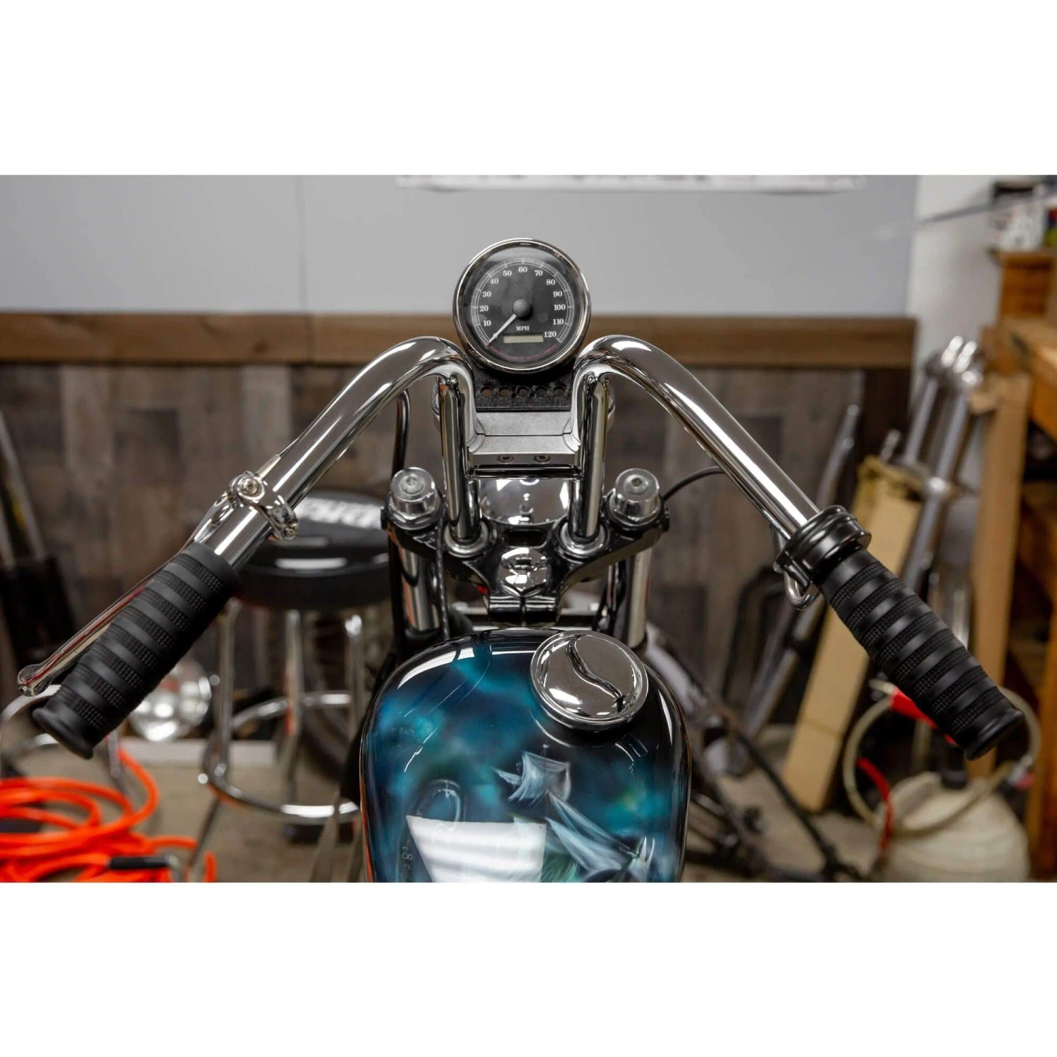 Speedometer Gauge Riser Mount For 1.25 Inch T-Bar Handlebars - Black - Image 11