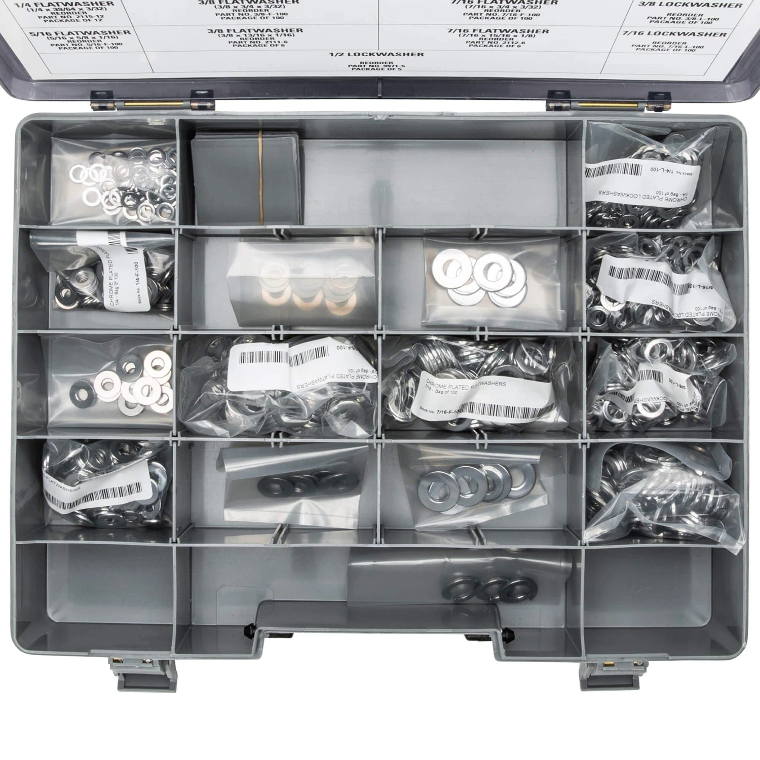 Chrome Plated Flatwasher And Lockwasher Assortment Tray (001) - 902 Pieces 2 Chrome Plated Flatwasher And Lockwasher Assortment Tray (001) - 902 Pieces - Image 2