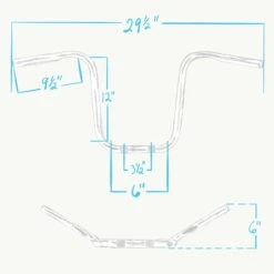Ape Hanger Handlebars - 1 Inch - 12 Inch Rise - Chrome 11 Ape Hanger Handlebars - 1 Inch - 12 Inch Rise - Chrome -Motor Parts Hub 009963 009964 cycle standard apehanger handlebars 1in 12in rise specs