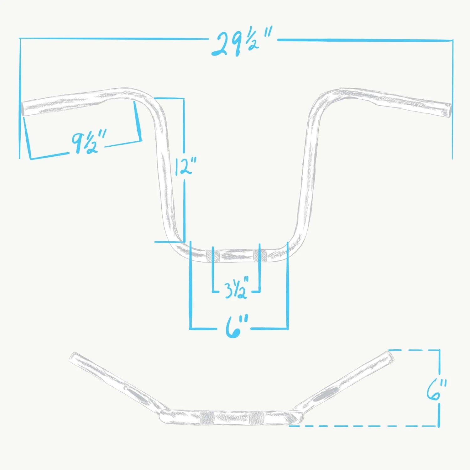 Ape Hanger Handlebars - 1 Inch - 12 Inch Rise - Chrome 3 Ape Hanger Handlebars - 1 Inch - 12 Inch Rise - Chrome - Image 3