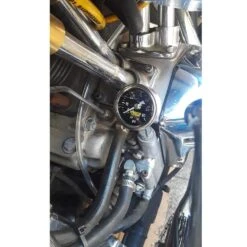 60 Psi Oil Pressure Gauge - Black Face -Motor Parts Hub 010004 lowbrow customs oil pressure gauge black face istalled1