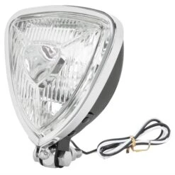 Aris Style Triangular Headlight - Black With Chrome Bezel