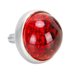 Glass License Plate Round Reflector - Red