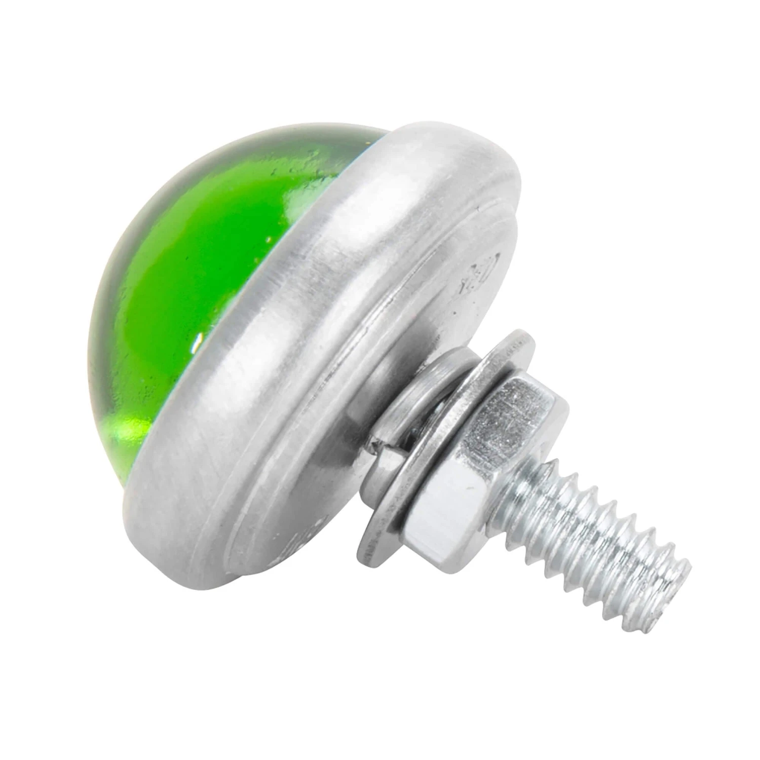 Glass License Plate Round Reflector - Green 2 Glass License Plate Round Reflector - Green - Image 2