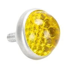 Glass License Plate Round Reflector - Yellow