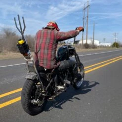 Quart Oil Bottle Carrier - Black -Motor Parts Hub 010569 Lowbrow Customs Oil Bottle Carrier Intstalled 9