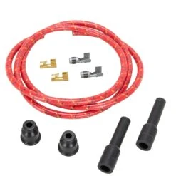 8mm Cloth Straight Spark Plug Wire Sets - Red With Black And Yellow Tracers