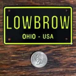 LOWBROW Stamped Aluminum Bicycle License Plate -Motor Parts Hub 011133 Lowbrow Customs LOWBROW Stamped Aluminum Bicycle License Plate 5463
