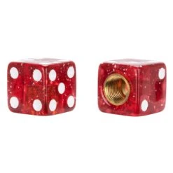 Glitter Dice Air Valve Caps - Red