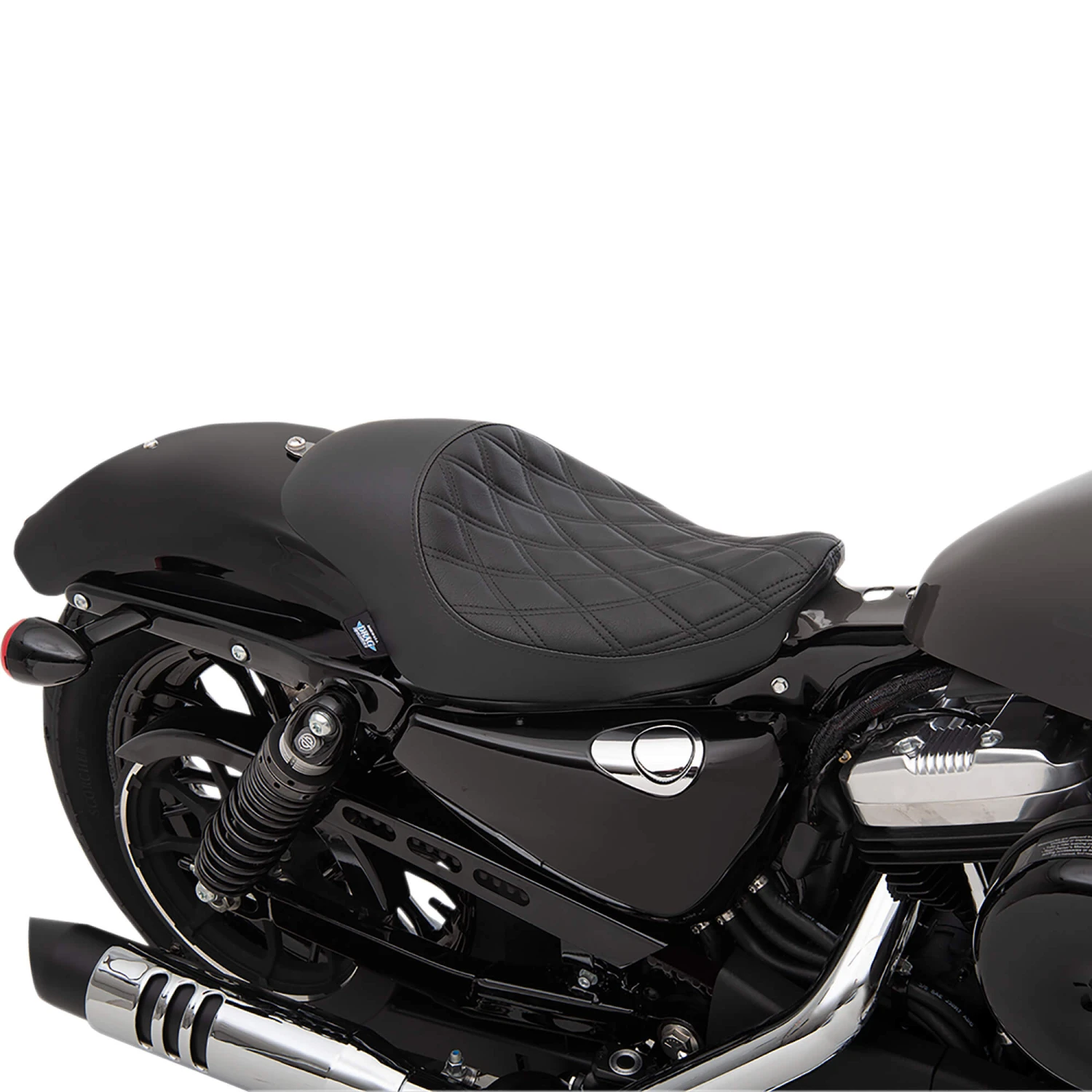 3/4 Low Solo Seat - Double Diamond - Black - Fits 2004-Up Harley-Davidson Sportsters 2 3/4 Low Solo Seat - Double Diamond - Black - Fits 2004-Up Harley-Davidson Sportsters - Image 2
