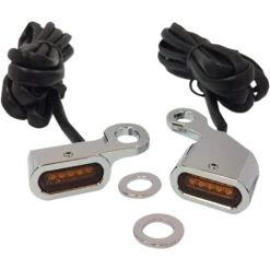 LED Handlebar Marker Lights - Chrome - Amber Lens