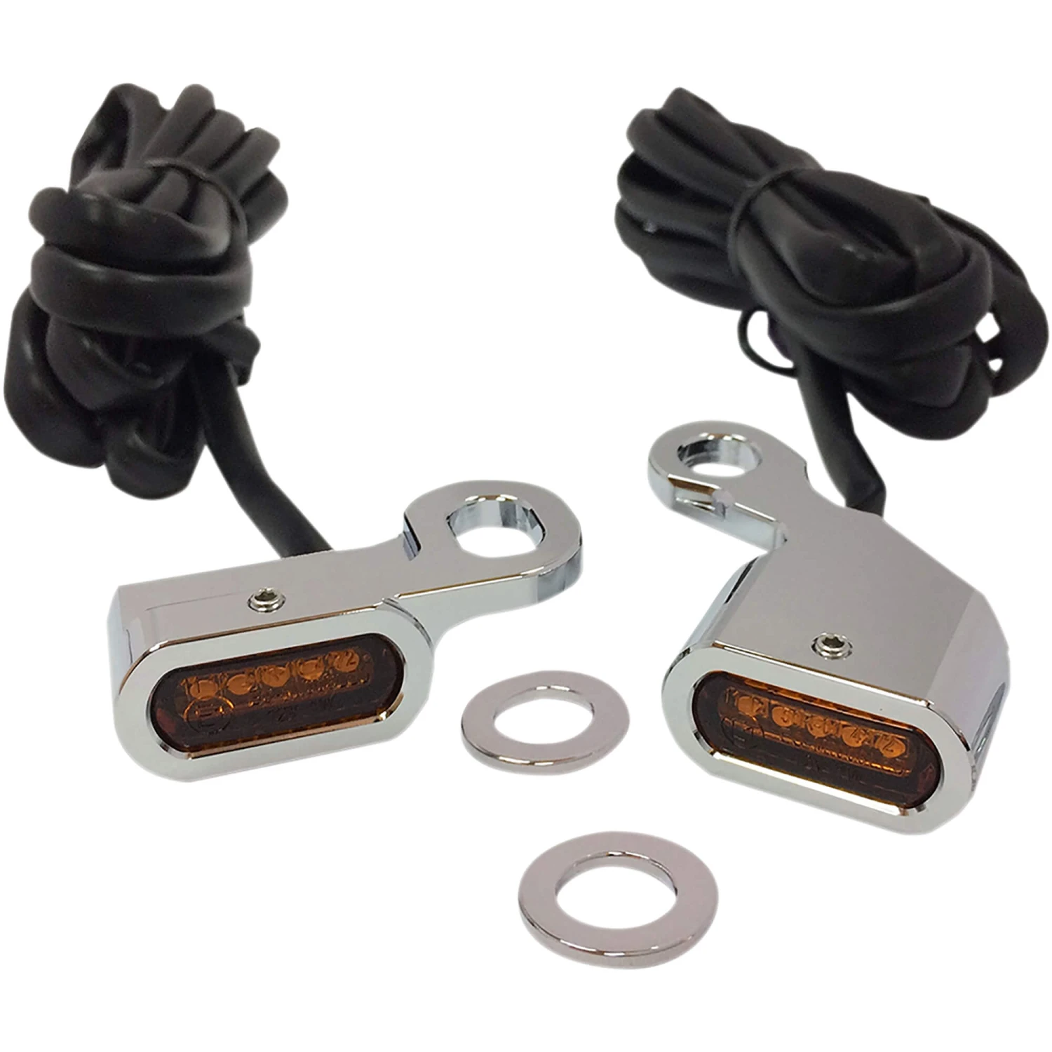LED Handlebar Marker Lights - Chrome - Amber Lens 1 LED Handlebar Marker Lights - Chrome - Amber Lens