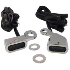 LED Handlebar Marker Lights - Chrome - Smoke Lens