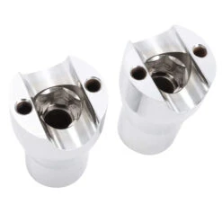 3 Inch Chrome Tapered Handlebar Riser Set - Through Bolt Design -Motor Parts Hub 013942 V Twin MFG 3inchChromeTaperedHandlebarRiserSet ThroughBoltDesign 3