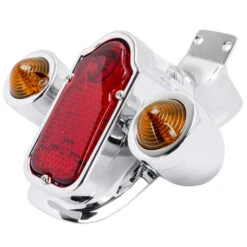 Tombstone LED Taillight W/ Amber Turn Signals - Red Lens - Chrome