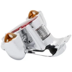 Tombstone LED Taillight W/ Amber Turn Signals - Red Lens - Chrome -Motor Parts Hub 014249 Cycle Standard TombstoneLEDTaillightw AmberTurnSignals RedLens Chrome 3