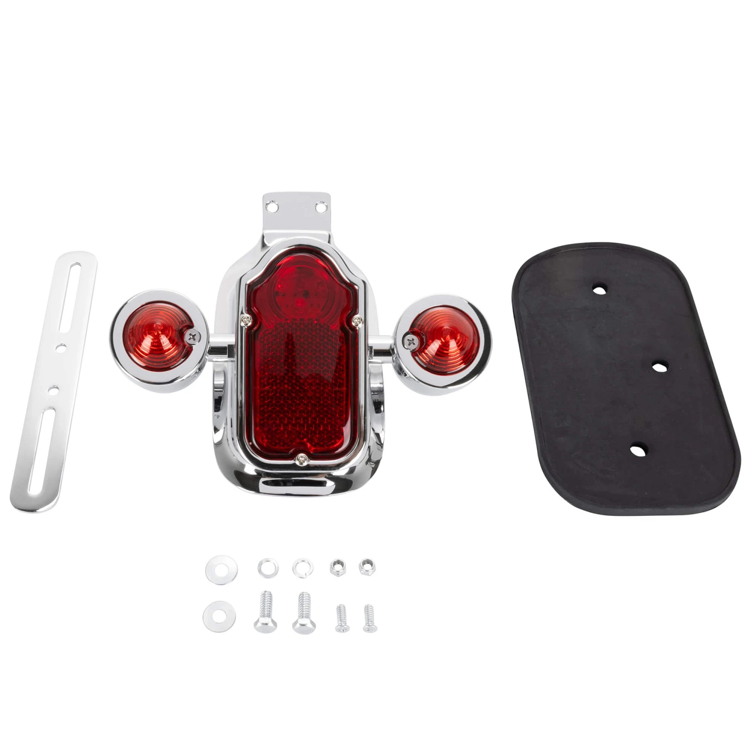 Tombstone LED Taillight W/ Red Turn Signals - Red Lens - Chrome 2 Tombstone LED Taillight W/ Red Turn Signals - Red Lens - Chrome - Image 2