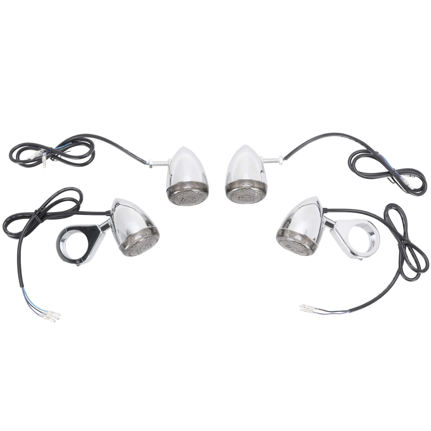 LED Turn Signal Kit For 41mm Forks - Smoked Lens - Chrome 1 LED Turn Signal Kit For 41mm Forks - Smoked Lens - Chrome