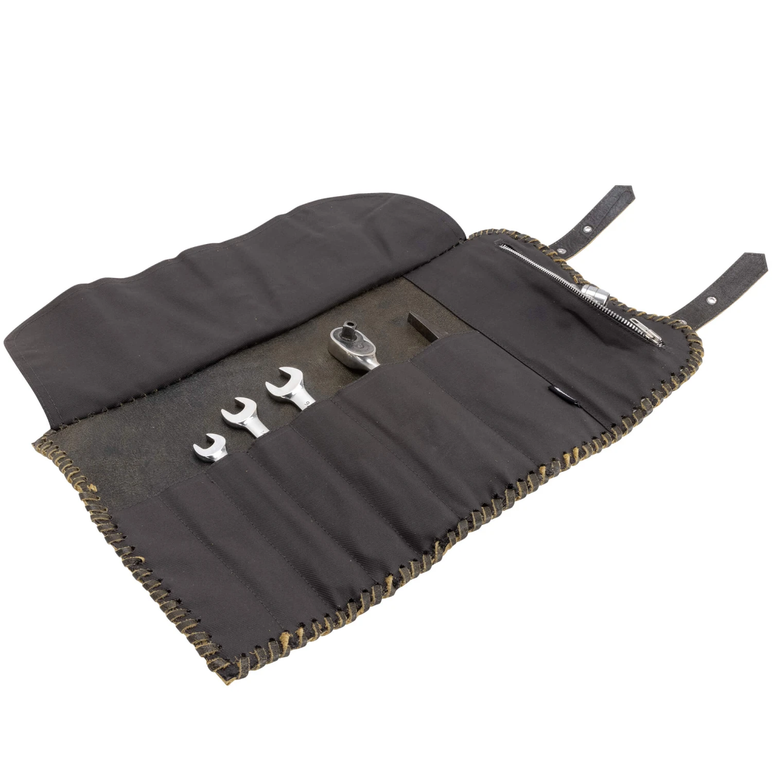 Braided Black Leather Tool Roll 5 Braided Black Leather Tool Roll - Image 5