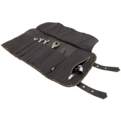 Braided Black Leather Tool Roll 11 Braided Black Leather Tool Roll -Motor Parts Hub 015060 AxelCo BraidedBlackLeatherToolRoll 6