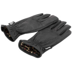 Premium Cowhide Gloves - Leopard Lined - Black -Motor Parts Hub 015061 AxelCo PremiumCowhideGloves LeopardLined Black 3