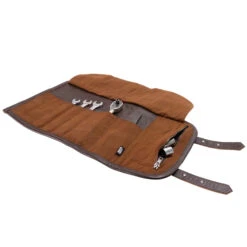 Brown Leather Tool Roll -Motor Parts Hub 015062 AxelCo BrownLeatherToolRoll 6