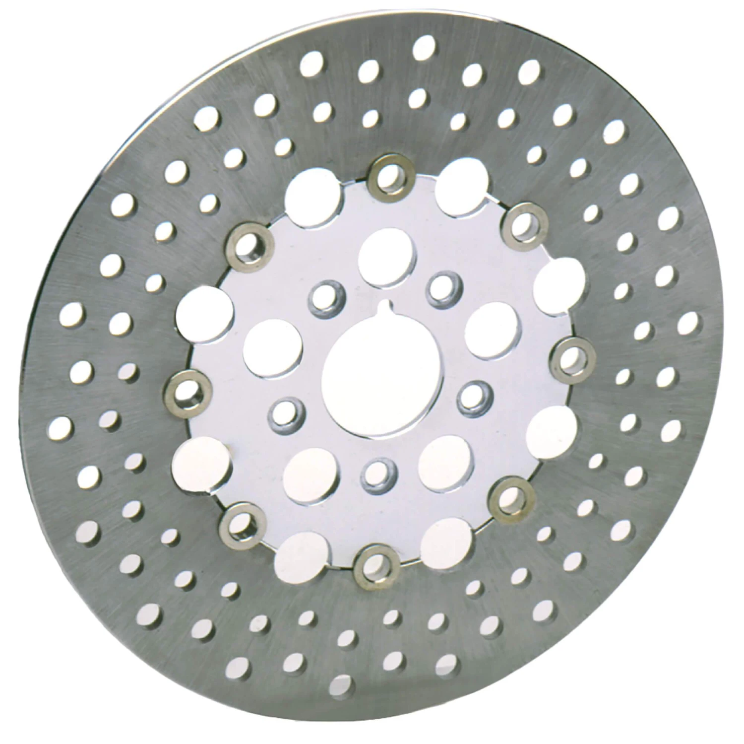 RUSSELL Floating Drilled Stainless Steel Brake Rotor - 11.5 Inch - Replaces Harley-Davidson OEM# 41789-92 2 RUSSELL Floating Drilled Stainless Steel Brake Rotor - 11.5 Inch - Replaces Harley-Davidson OEM# 41789-92 - Image 2