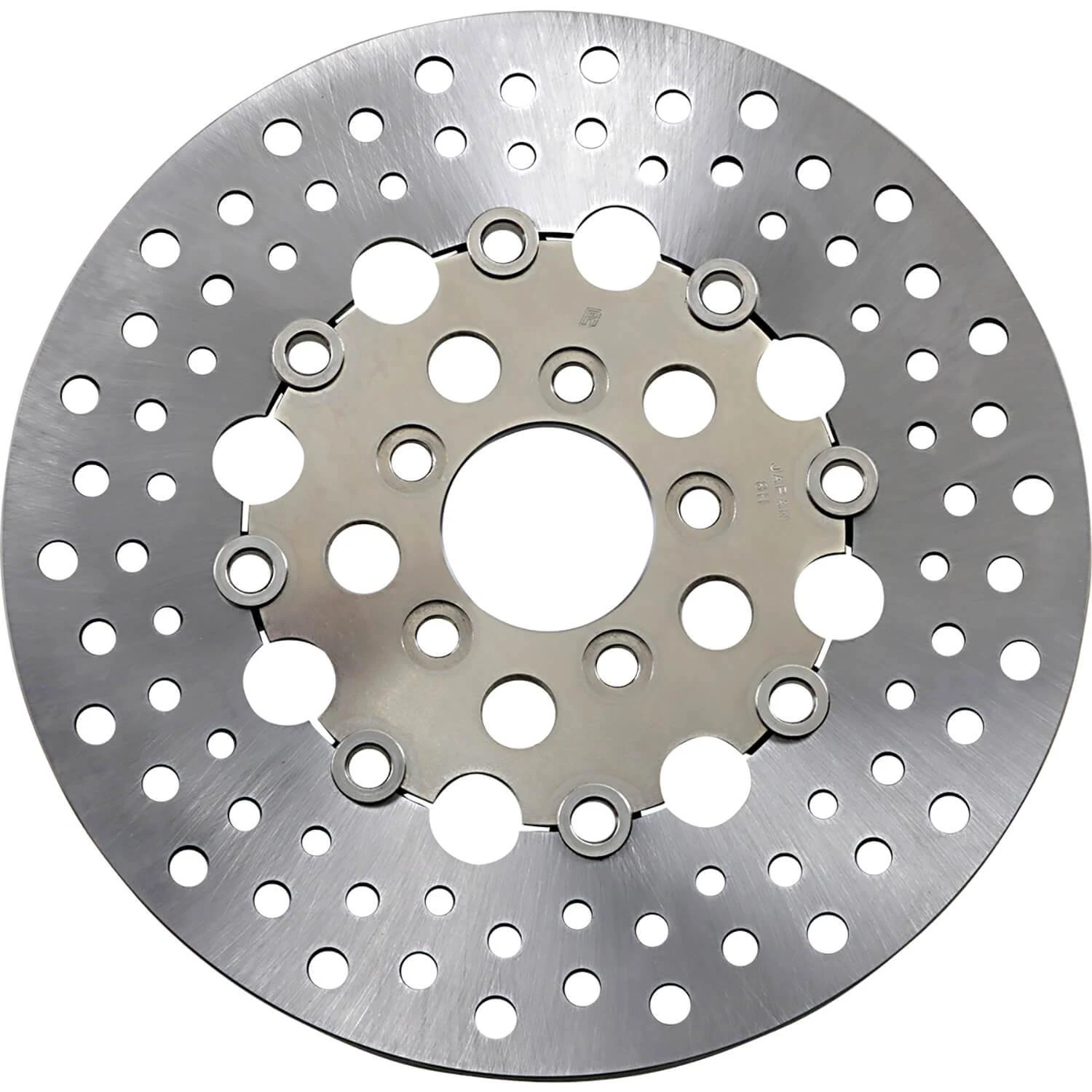 RUSSELL Floating Drilled Stainless Steel Brake Rotor - 11.5 Inch - Replaces Harley-Davidson OEM# 41797-00 1 RUSSELL Floating Drilled Stainless Steel Brake Rotor - 11.5 Inch - Replaces Harley-Davidson OEM# 41797-00