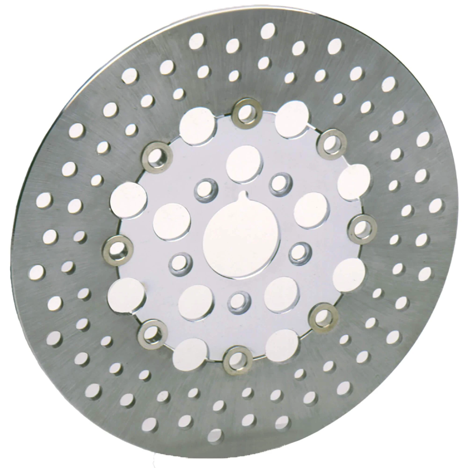 RUSSELL Floating Drilled Stainless Steel Brake Rotor - 11.5 Inch - Replaces Harley-Davidson OEM# 41797-00 2 RUSSELL Floating Drilled Stainless Steel Brake Rotor - 11.5 Inch - Replaces Harley-Davidson OEM# 41797-00 - Image 2