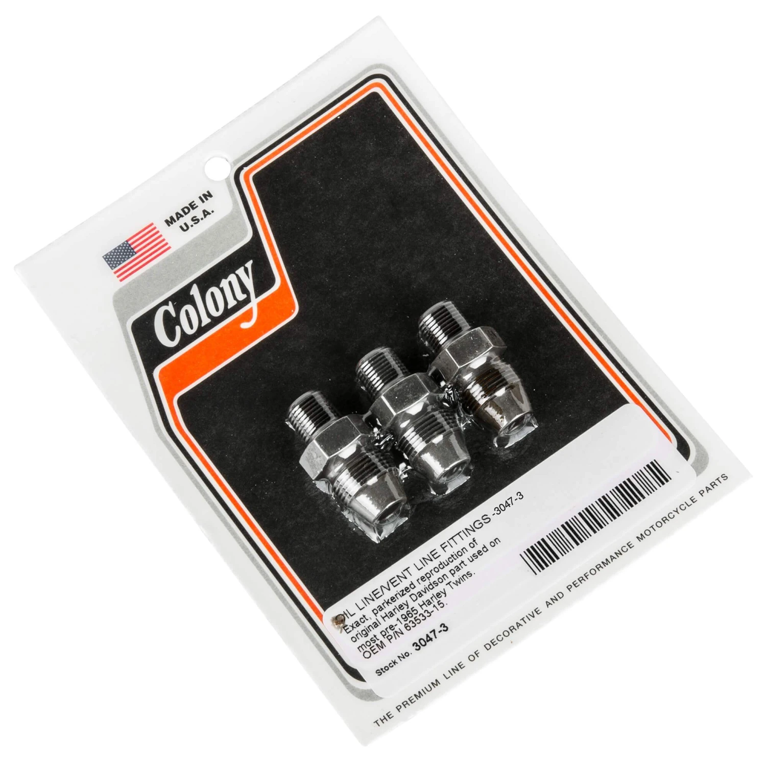 #3047-3 Oil Line Vent Line Fittings Parkerized Harley OEM 63533-15 Pre-1965 Twins 1 #3047-3 Oil Line Vent Line Fittings Parkerized Harley OEM 63533-15 Pre-1965 Twins