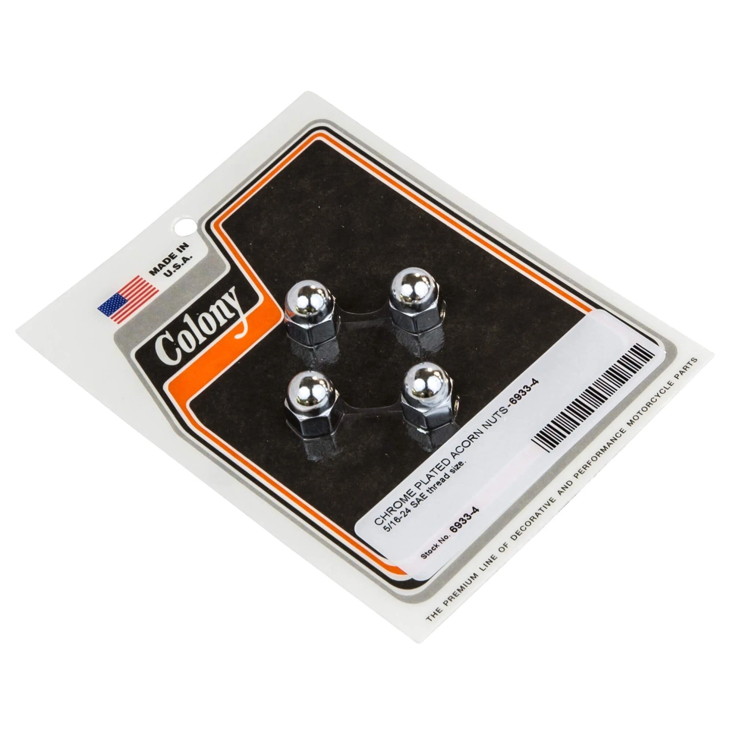 #6933-4 Chrome Plated Acorn Nuts 5/16-24 SAE Thread 4 Pack 1 #6933-4 Chrome Plated Acorn Nuts 5/16-24 SAE Thread 4 Pack