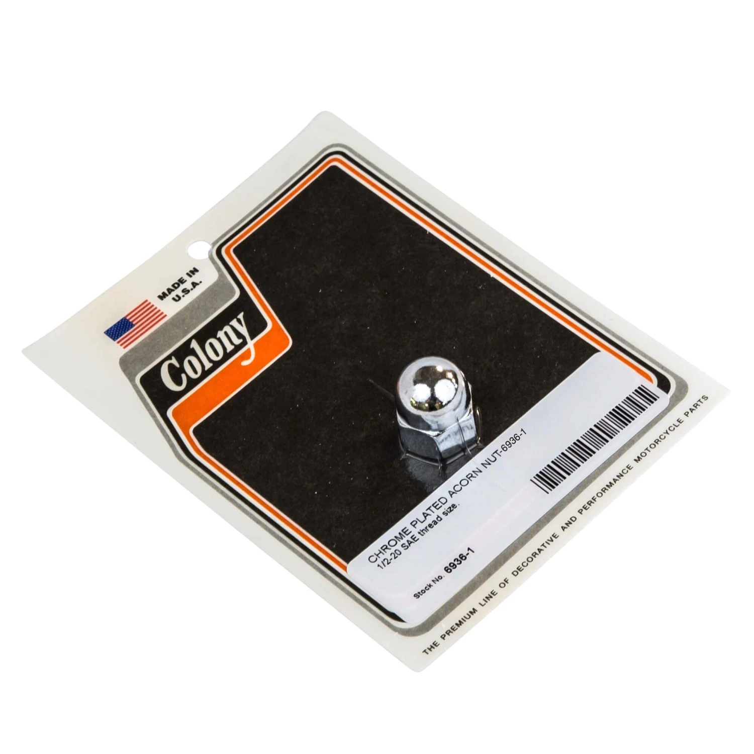 #6936-1 Chrome Plated Acorn Nut 1/2-20 SAE Thread 1 #6936-1 Chrome Plated Acorn Nut 1/2-20 SAE Thread