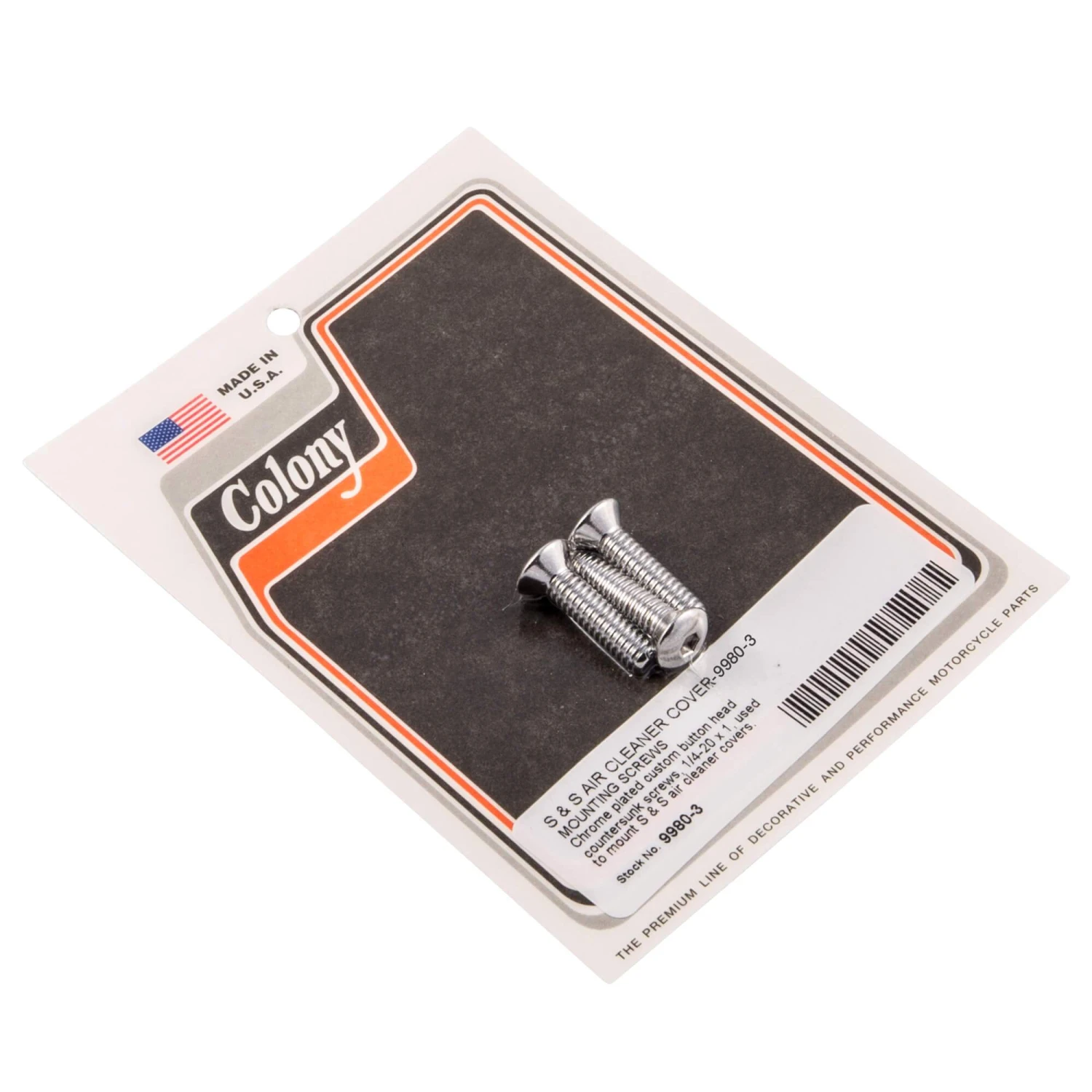 #9980-3 S&S Air Cleaner Cover Mounting Screws Chrome Countersunk 1 #9980-3 S&S Air Cleaner Cover Mounting Screws Chrome Countersunk
