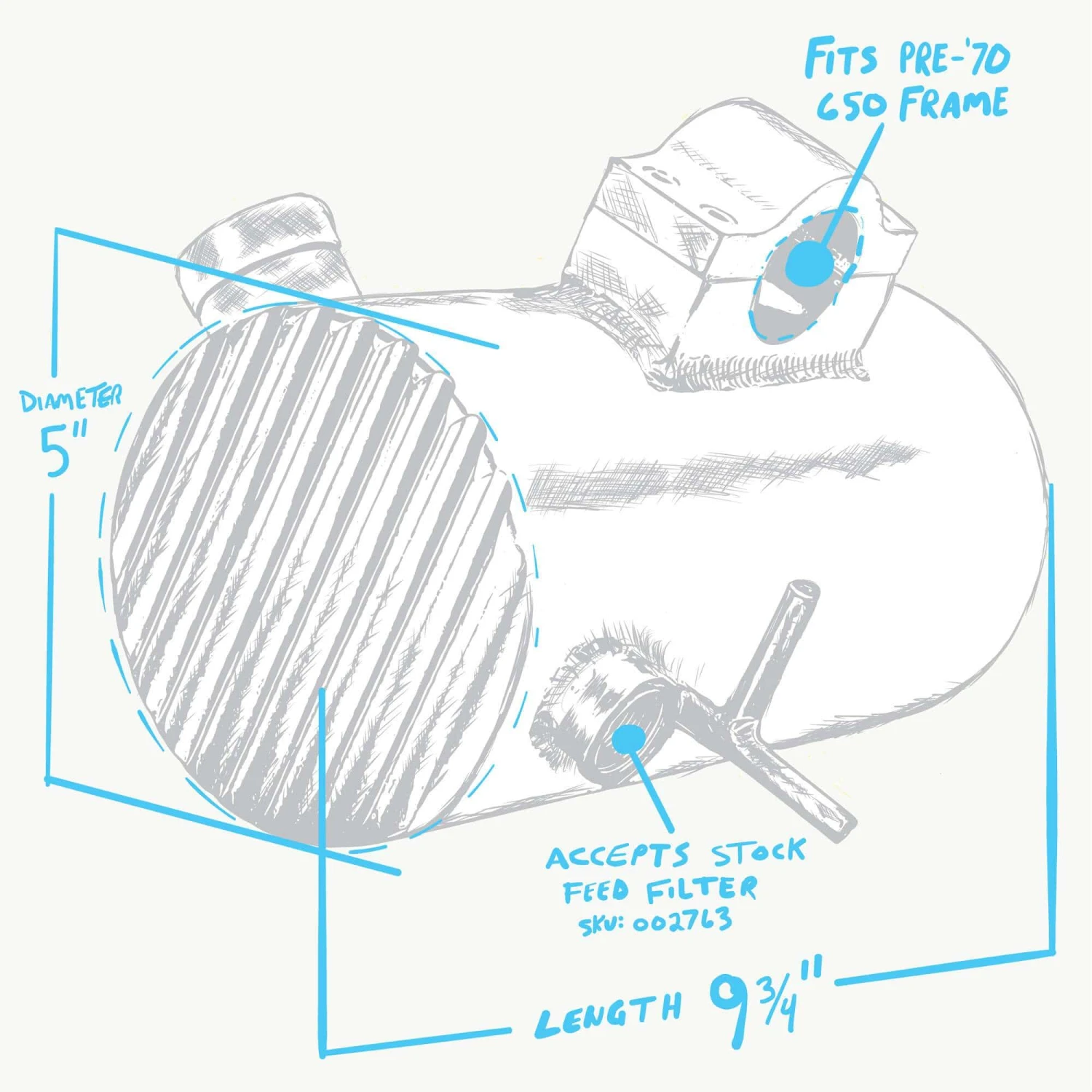 Clamp On Aluminum Oil Tank - 1954 - 1970 Triumph 650 - Finned Ends 3 Clamp On Aluminum Oil Tank - 1954 - 1970 Triumph 650 - Finned Ends - Image 3