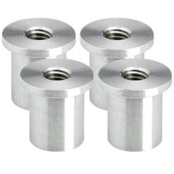 Tophat Blind Threaded Aluminum Bung 3/8-16 Thread - 4 Pack