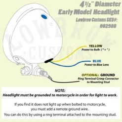 4-1/2 Inch Diameter Chrome Early Model Headlight -Motor Parts Hub large 2980 002980 light diagram