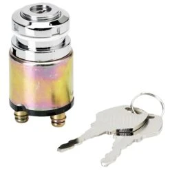 3 Position Ignition Key Switch Replaces Harley-Davidson OEM #71425-77 - Chrome Bezel