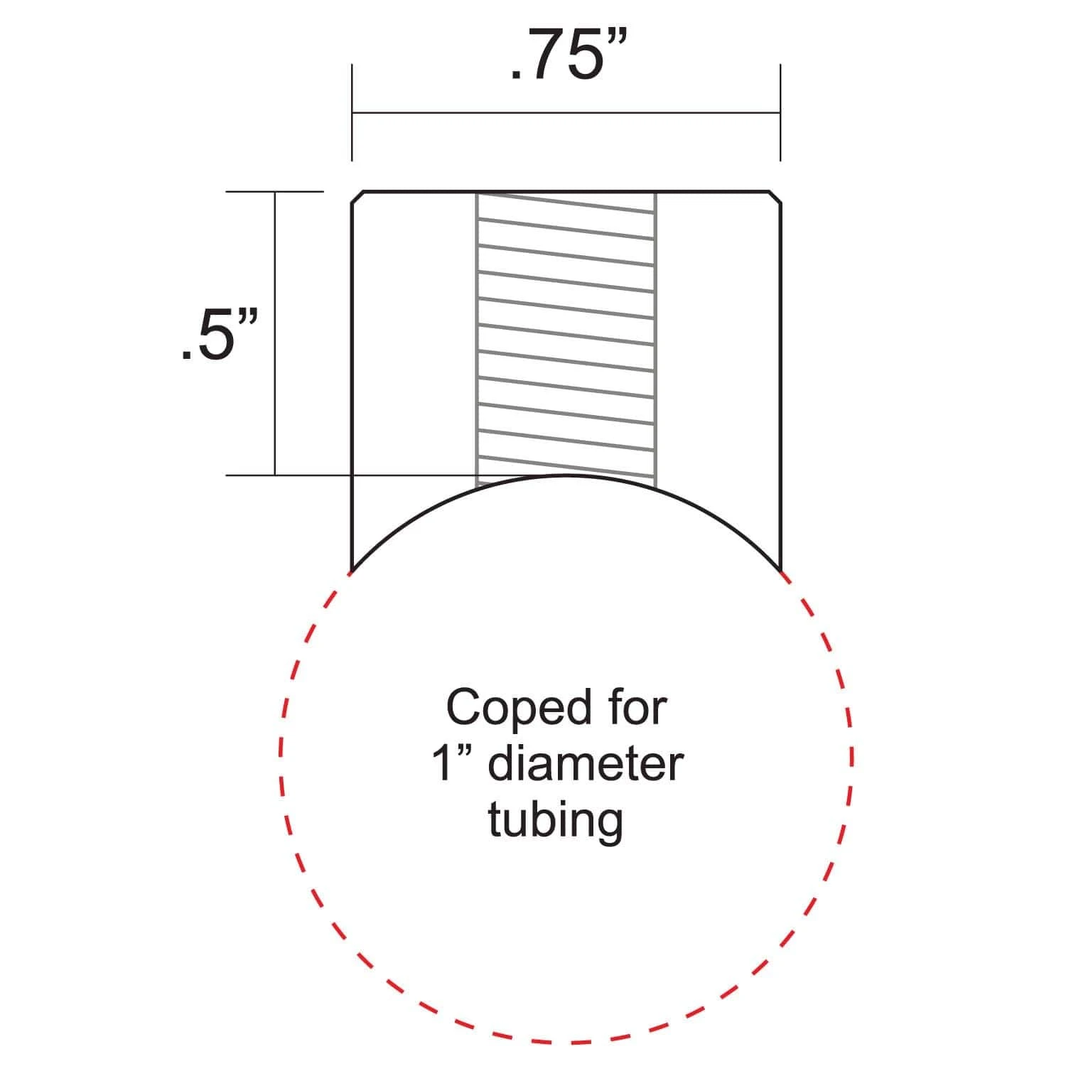 Coped Steel Bungs 1/2 Inch Long - 5/16-18 Thread - 4 Pack 3 Coped Steel Bungs 1/2 Inch Long - 5/16-18 Thread - 4 Pack - Image 3